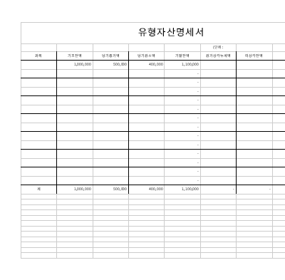 유형자산명세서 유형자산명세서
